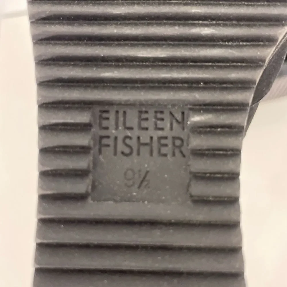 Eileen Fisher Black Cut Out Lace Up‎ Wedge Sandals